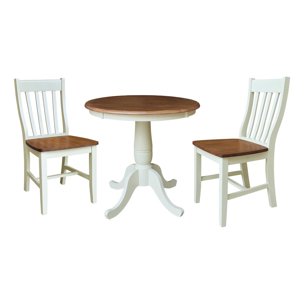 30" Wood Round Top Table with 2 Dining Chairs. Picture 1