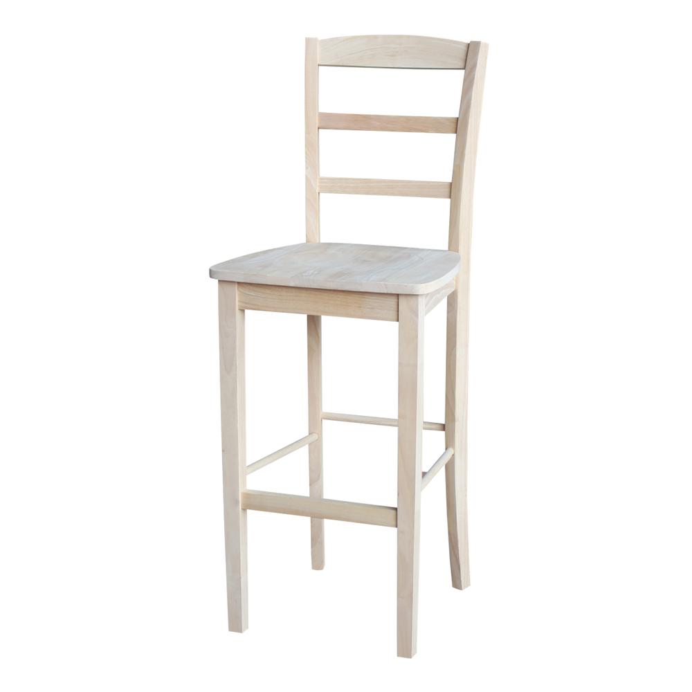 Madrid Bar height Stool - 30" Seat Height, Unfinished. Picture 8
