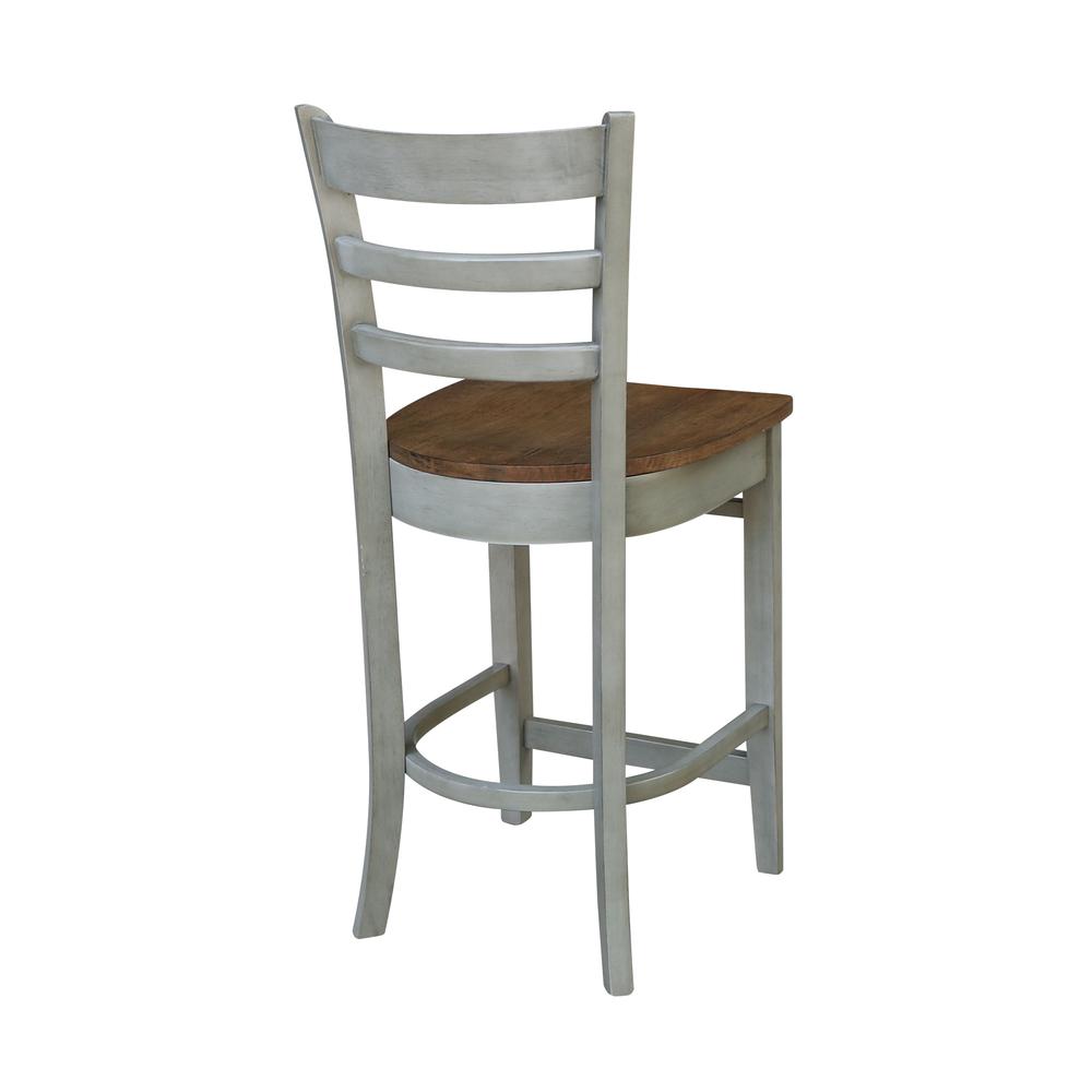 Emily Counterheight Stool - 24" Seat Height, Hickory/Stone. Picture 9