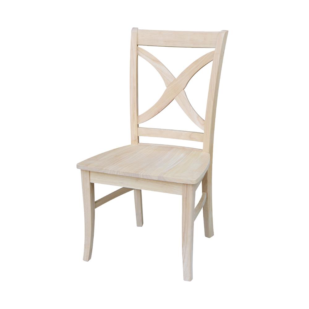 Set of Two Vineyard Curved X Back Chairs, Unfinished. Picture 1