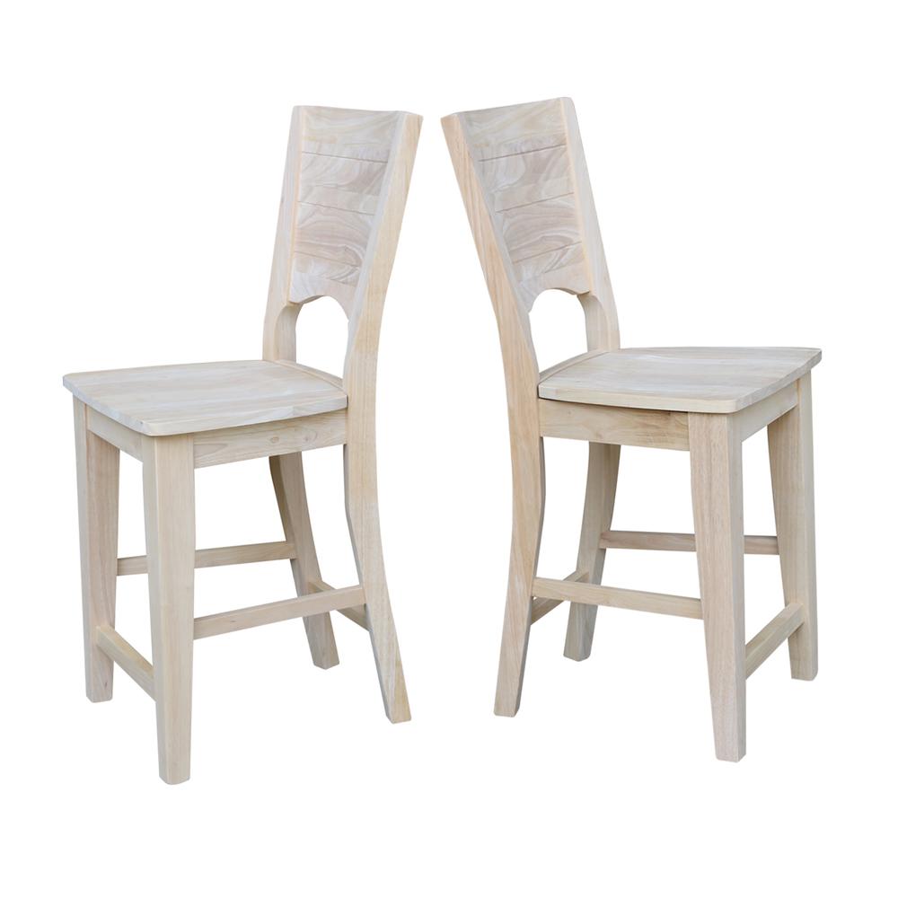 Canyon Collection Solid Back Counter height Stool - 24" Seat Height, Unfinished. Picture 5