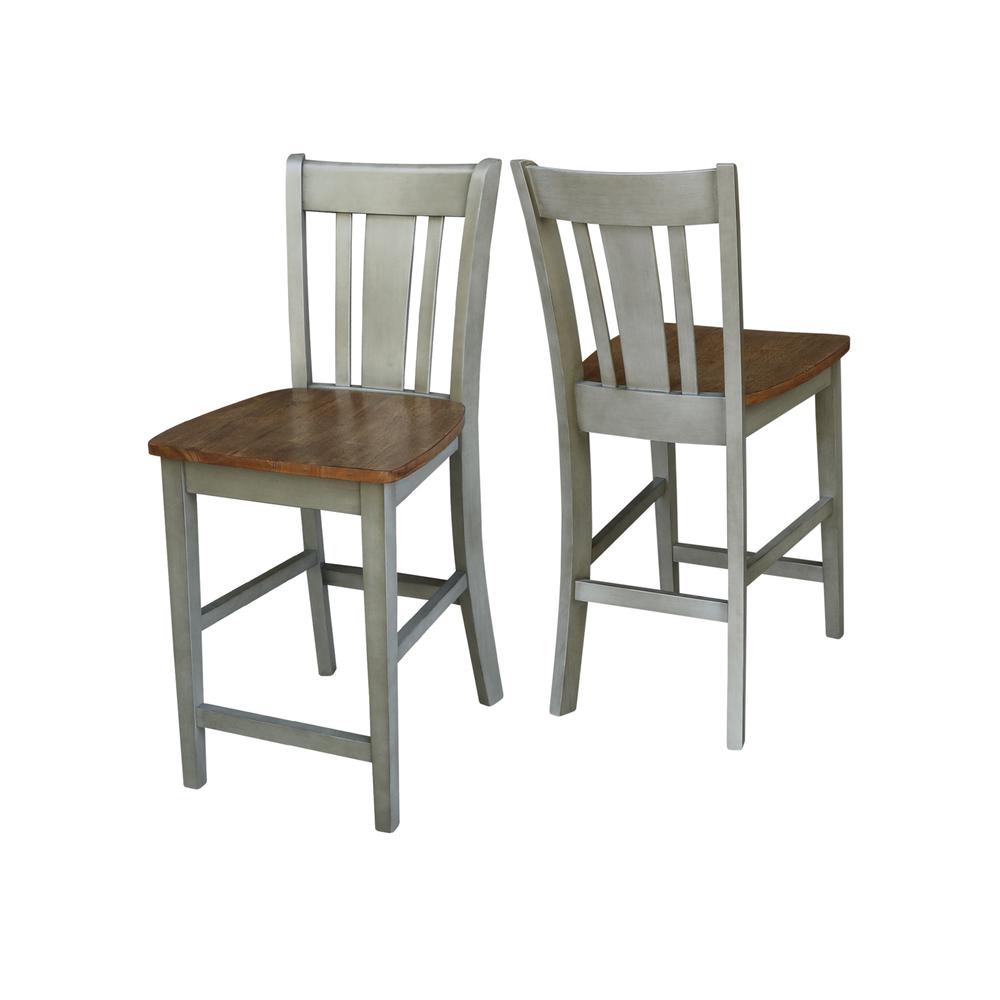 San Remo Counterheight Stool - 24" Seat Height, Hickory/Stone. Picture 6