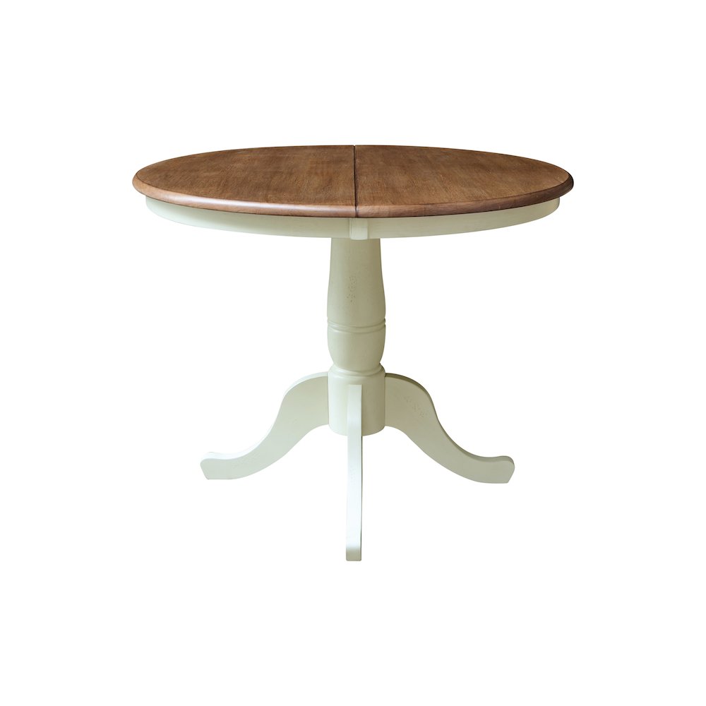 36" Round Top Pedestal Table With 12" Leaf - 28.9"H - Dining Height. Picture 3