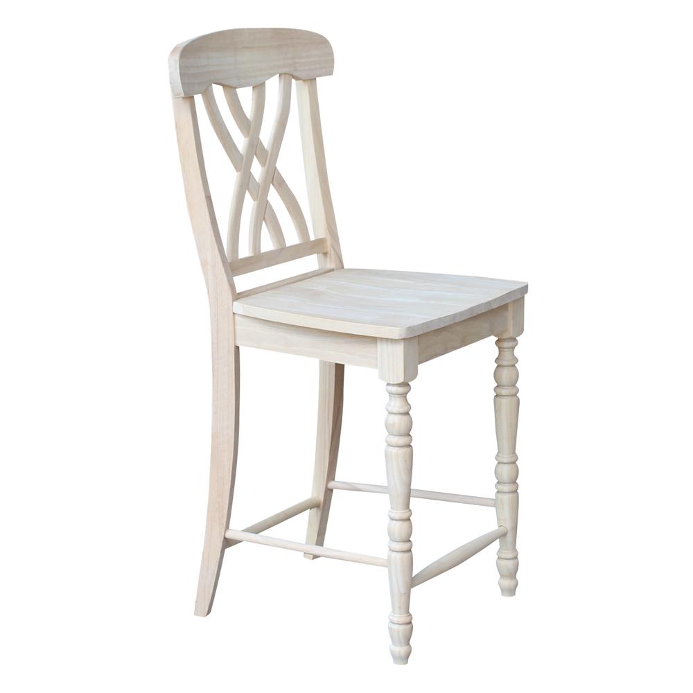 Lattice Counter height Stool - 24" Seat Height, Unfinished. Picture 5