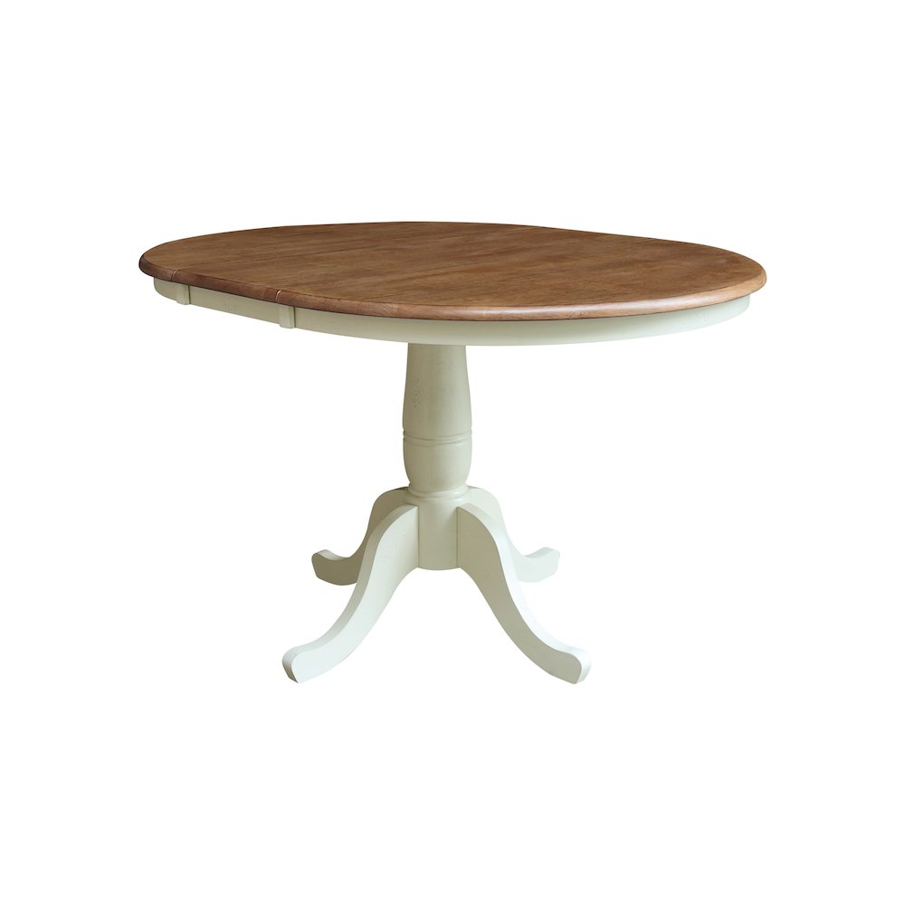 36" Round Top Pedestal Extention Table with 12" Leaf and 6 Dining Chairs. Picture 3