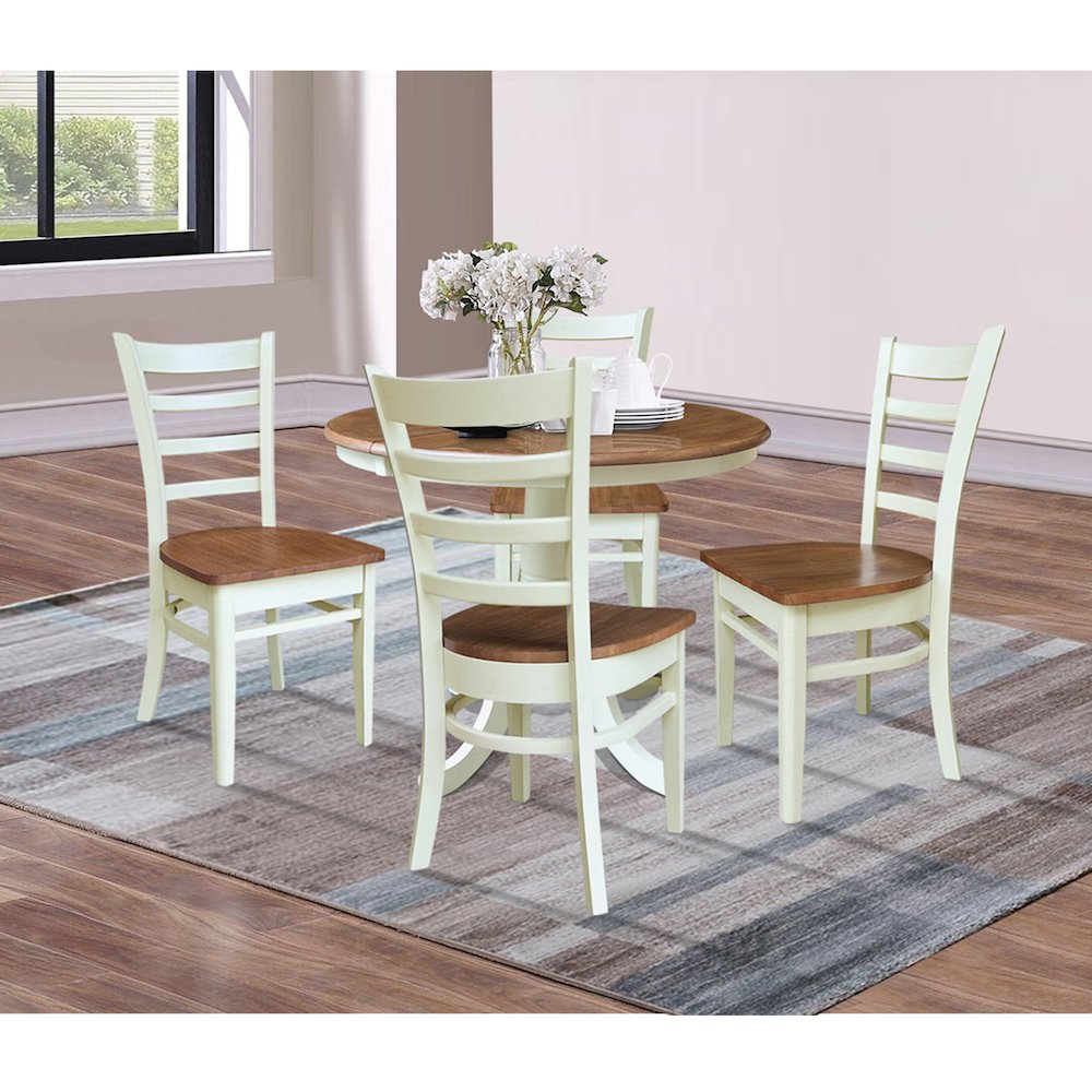 36" Round Top Pedestal Extention Table with 12" Leaf and 4 Dining Chairs. Picture 4