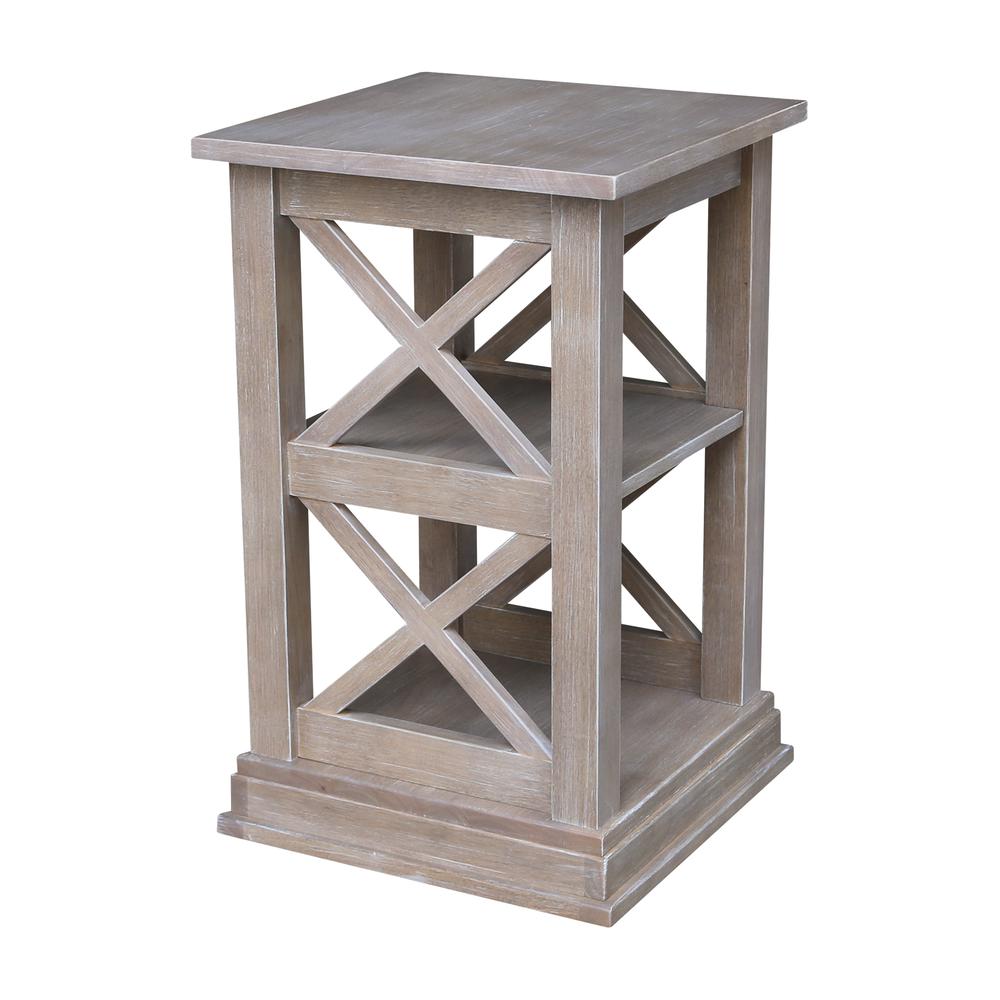 Hampton Accent Table With Shelves, Washed Gray Taupe. Picture 3