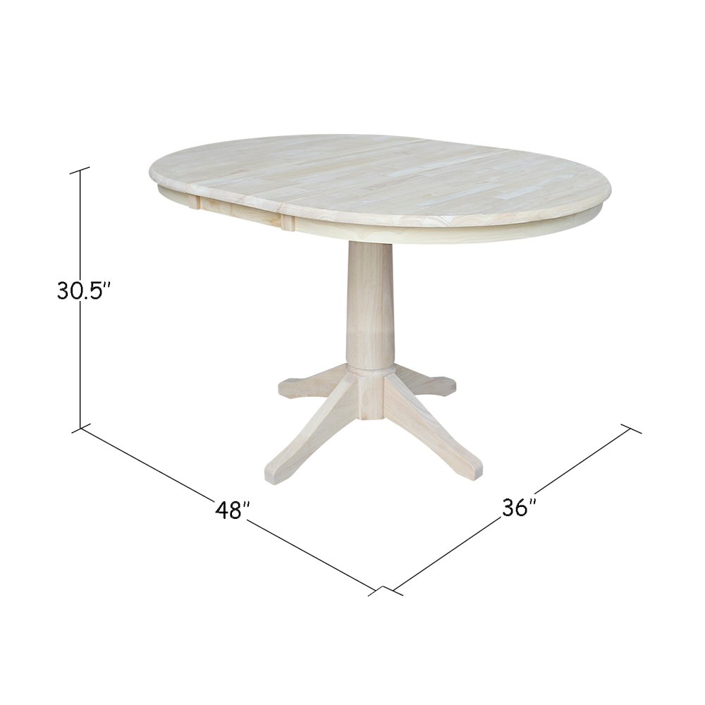 36" Round Top Pedestal Table With 12" Leaf - 30.1"H - Dining Height. Picture 9