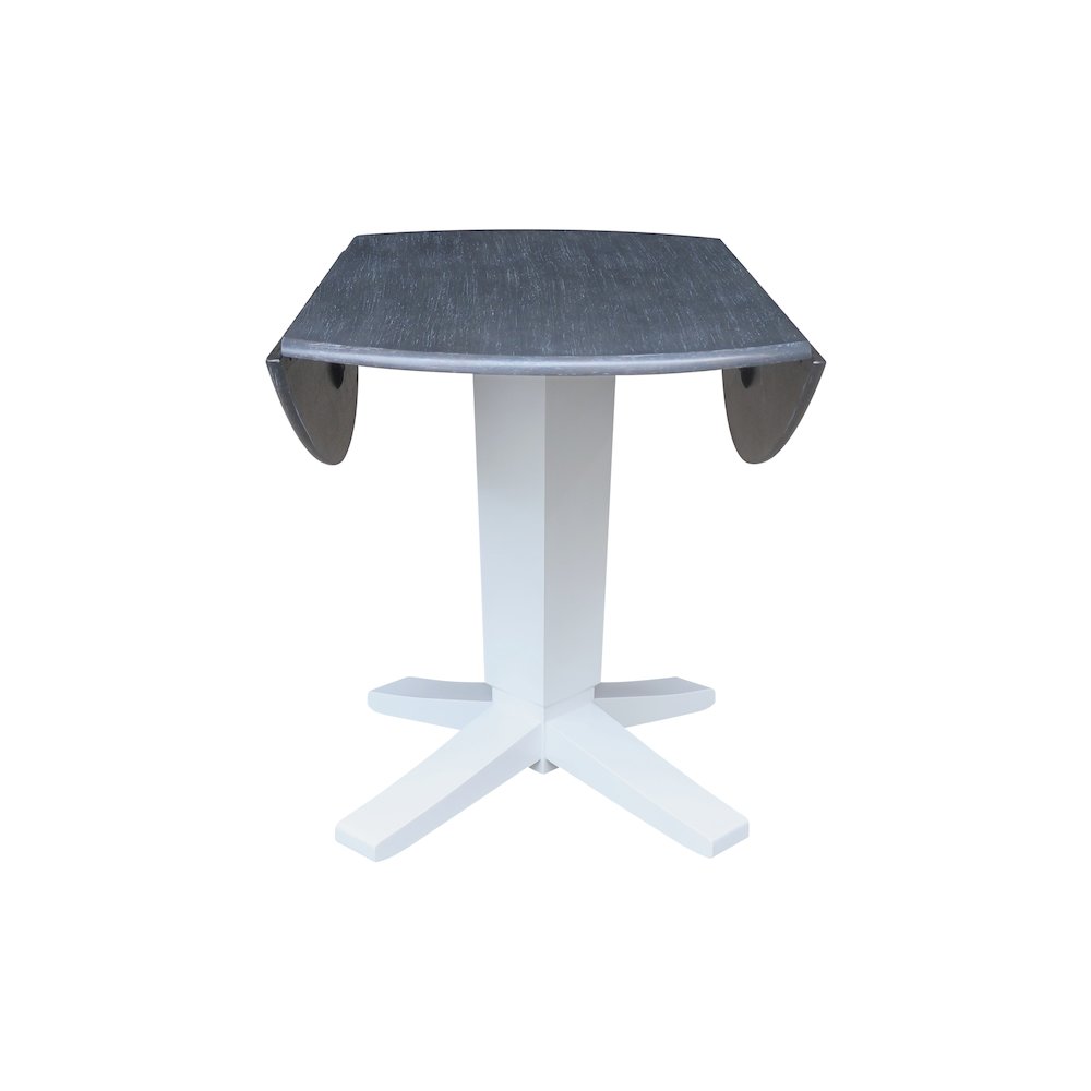 42" Solid Wood Round Dual Drop Leaf Dining Pedestal Table - 30.3"High. Picture 7