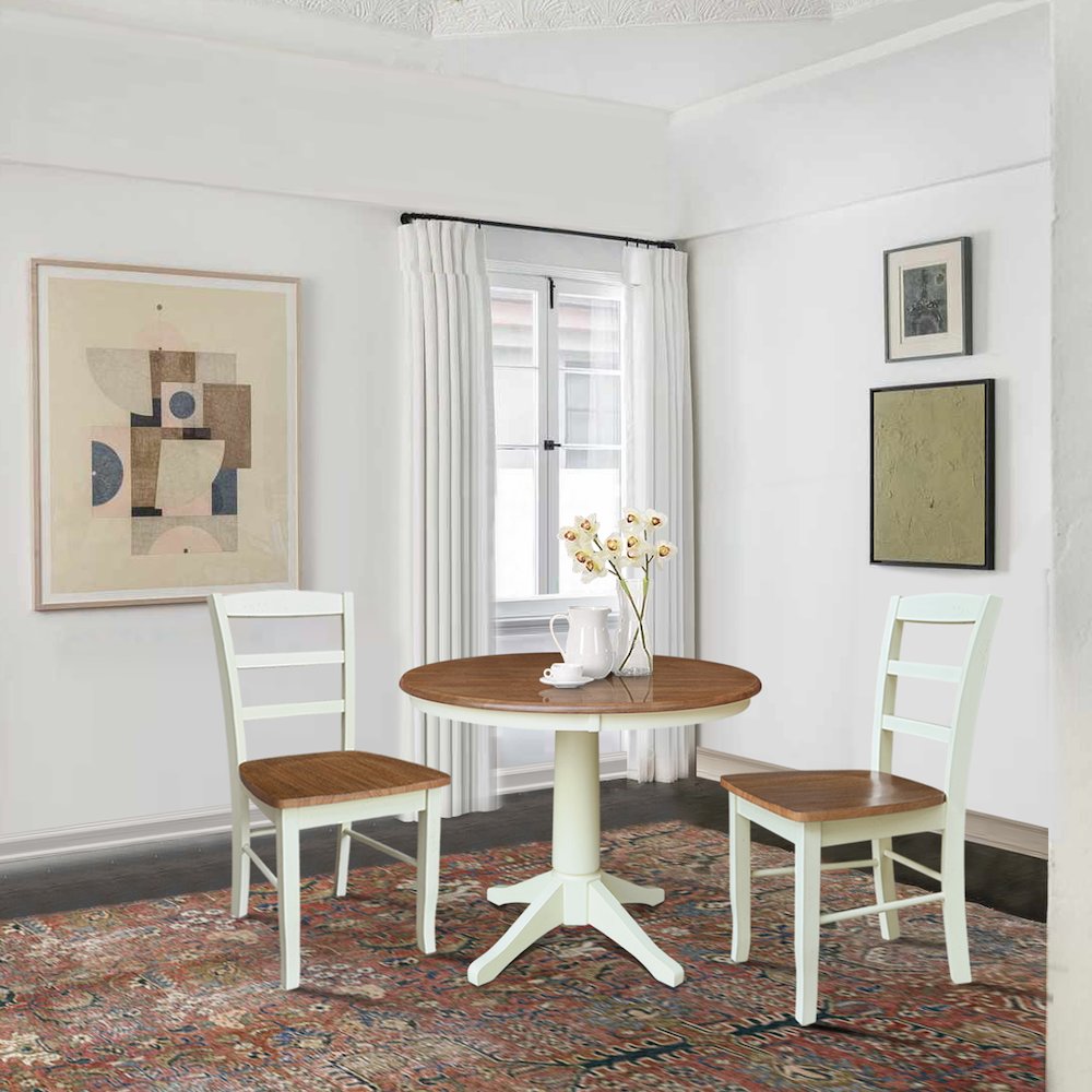 36" Round Top Pedestal Dining Table with 2 Madrid Chairs. Picture 4