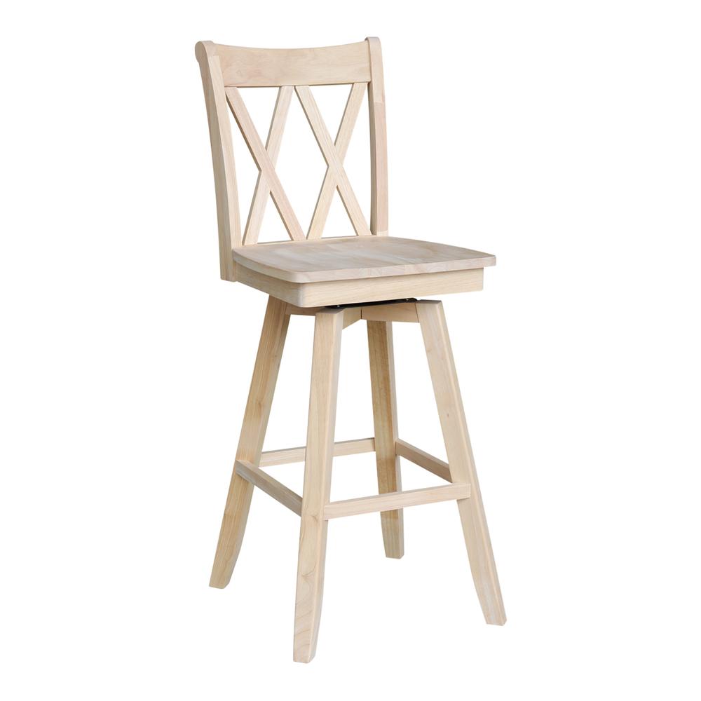 Double "X" Back Bar height Stool - With Swivel And Auto Return - 30" Seat Height , Unfinished. Picture 9