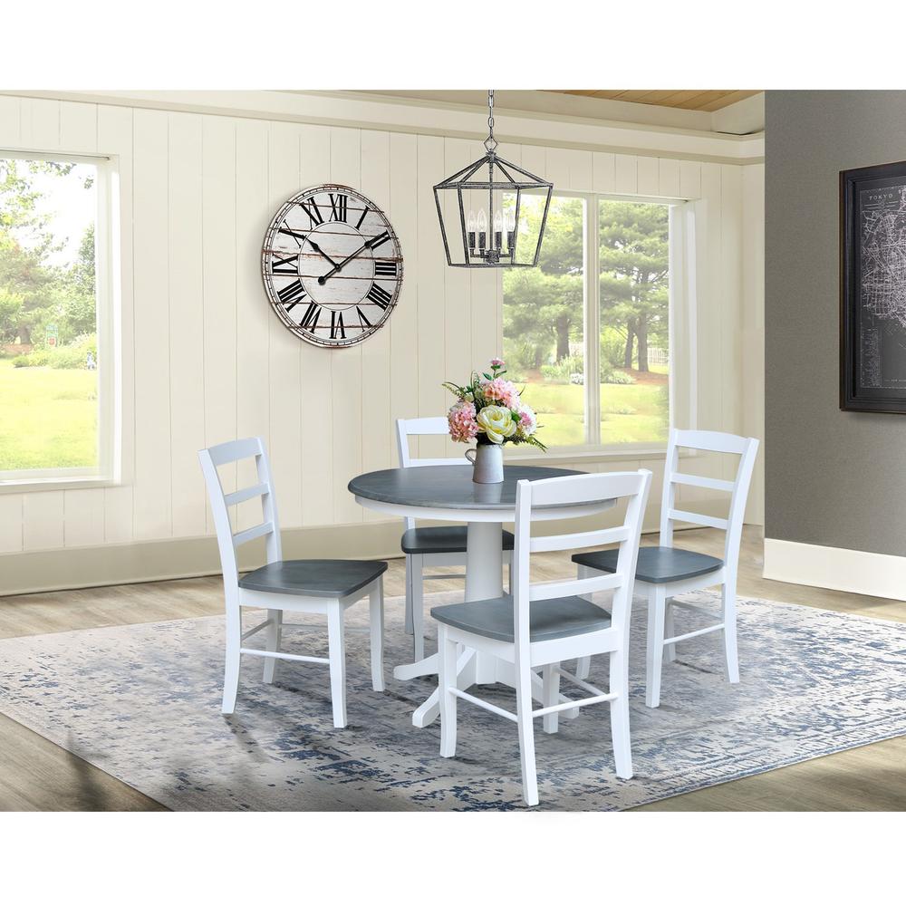 36" Round Pedestal Dining Table with 4 Madrid Ladderback Chairs. Picture 1