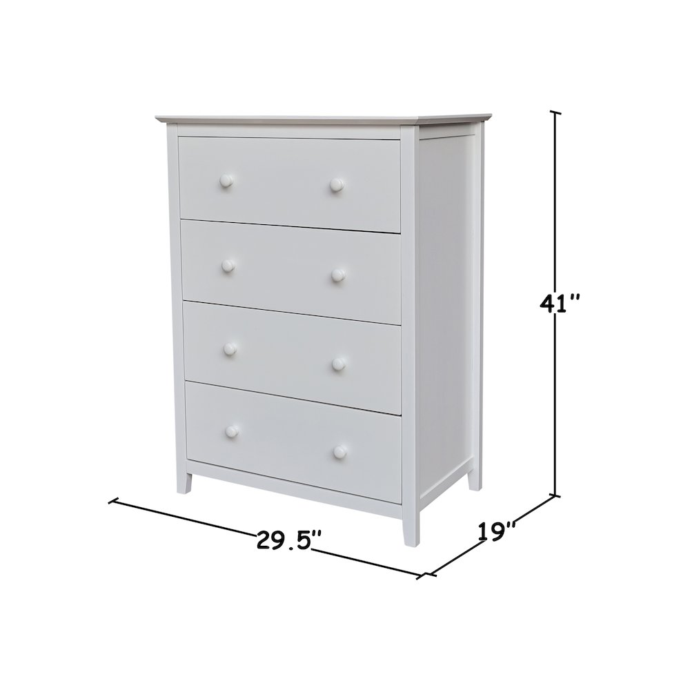 Solid Wood Bedroom Dresser/Chest with 4 Drawers, White. Picture 6