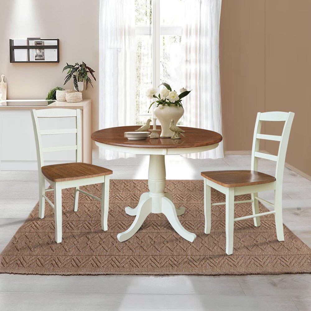 36" Round Top Pedestal Dining Table - 35.9" Height. Picture 4