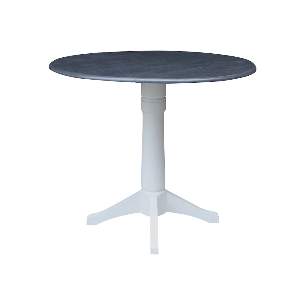 42" Round Dual Drop Leaf Pedestal Table,  36.3"H. Picture 1