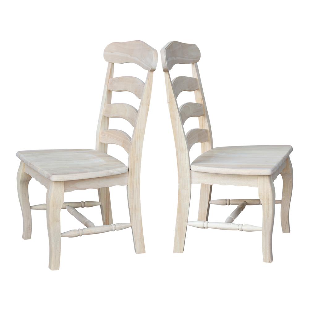 Set of Two Country French Chairs with Solid Seats, Unfinished. Picture 6