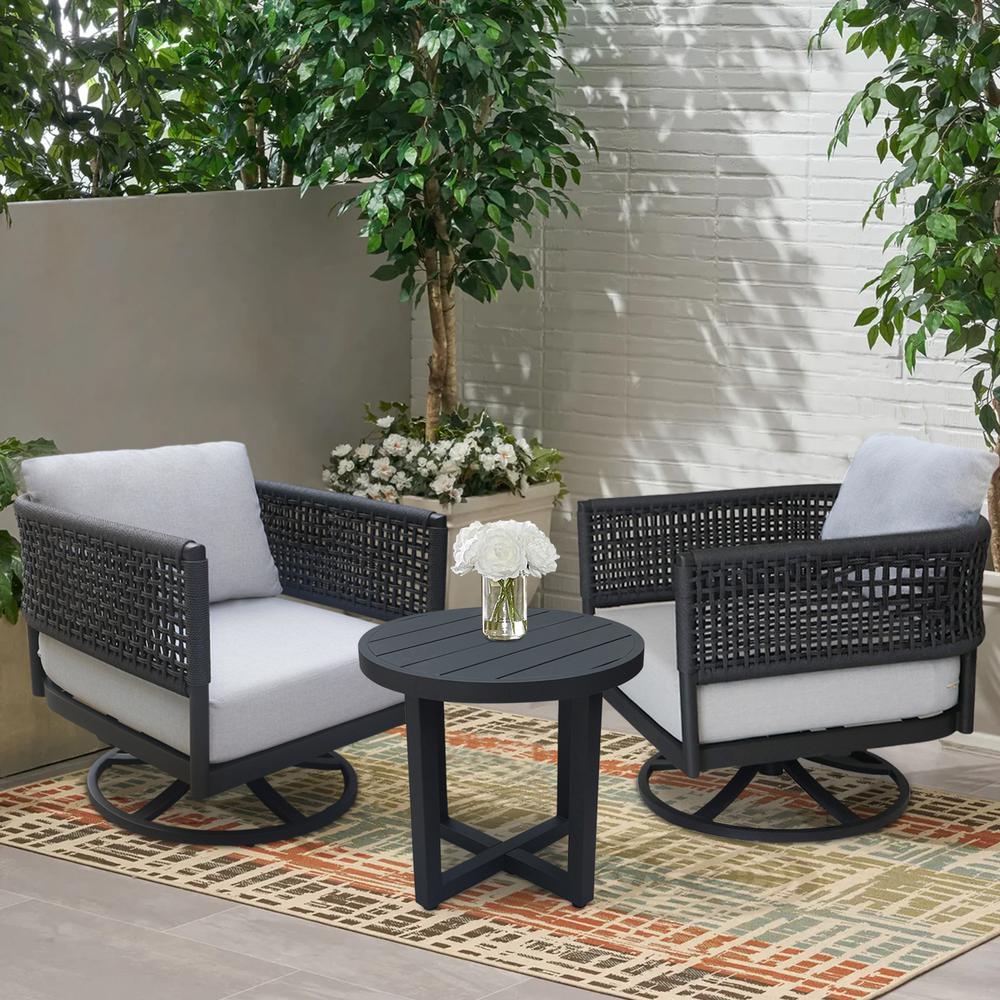 Outdoor 3 Piece Woven Abaca Rope Patio Furniture Set. Picture 6