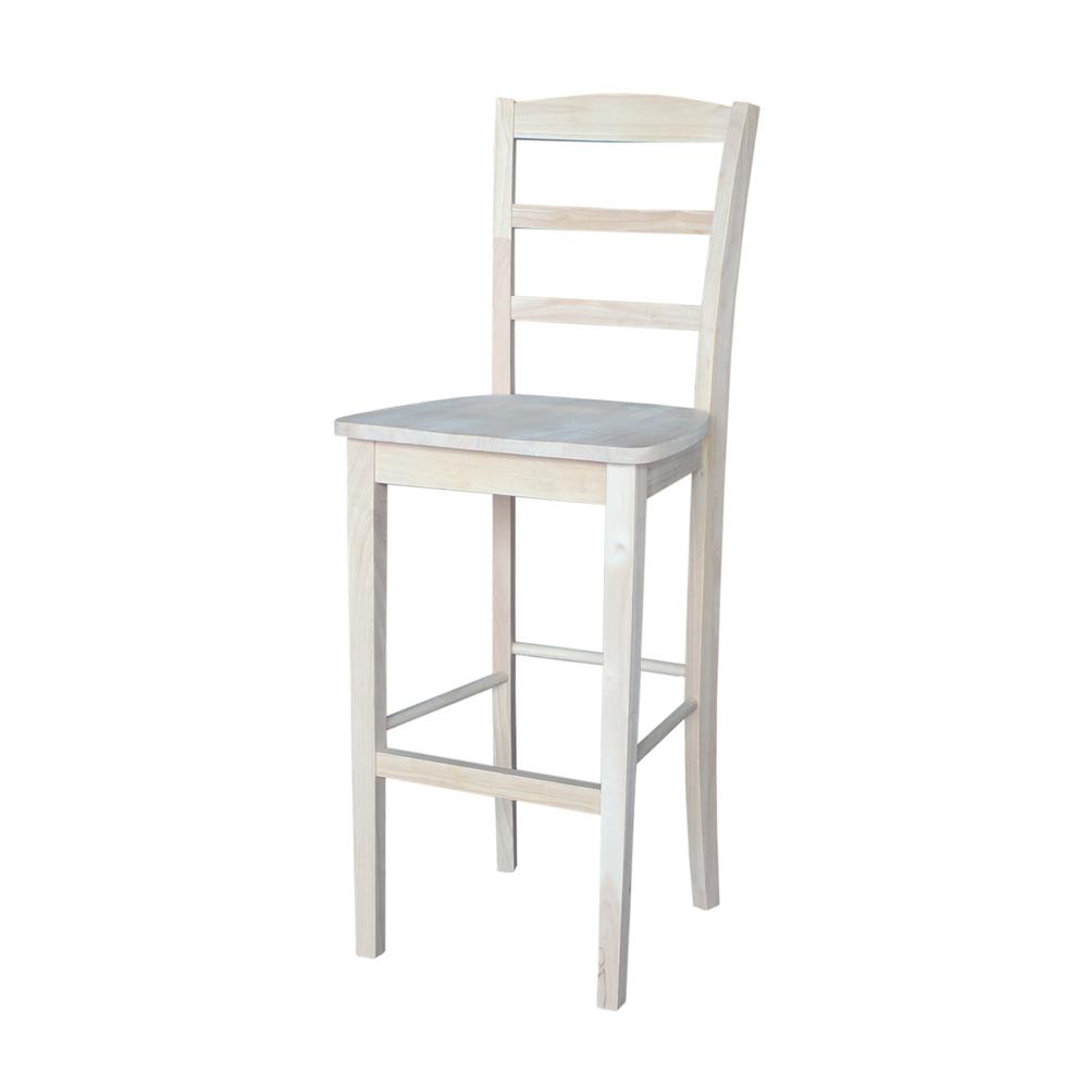 Madrid Bar height Stool - 30" Seat Height, Unfinished. Picture 1