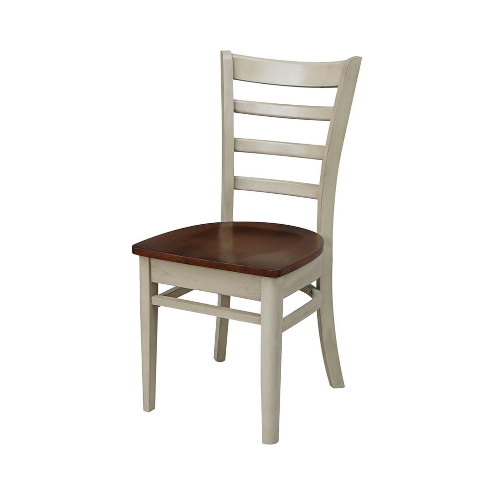 Set of Two Emily Side Chairs, Antiqued Almond/Espresso. Picture 1