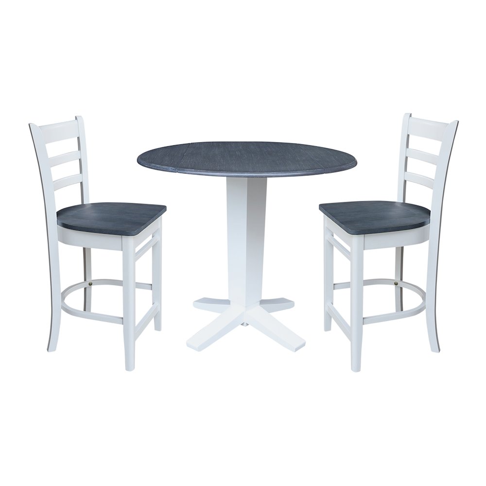 42" Round Drop Leaf Table with Two Stools. Picture 1