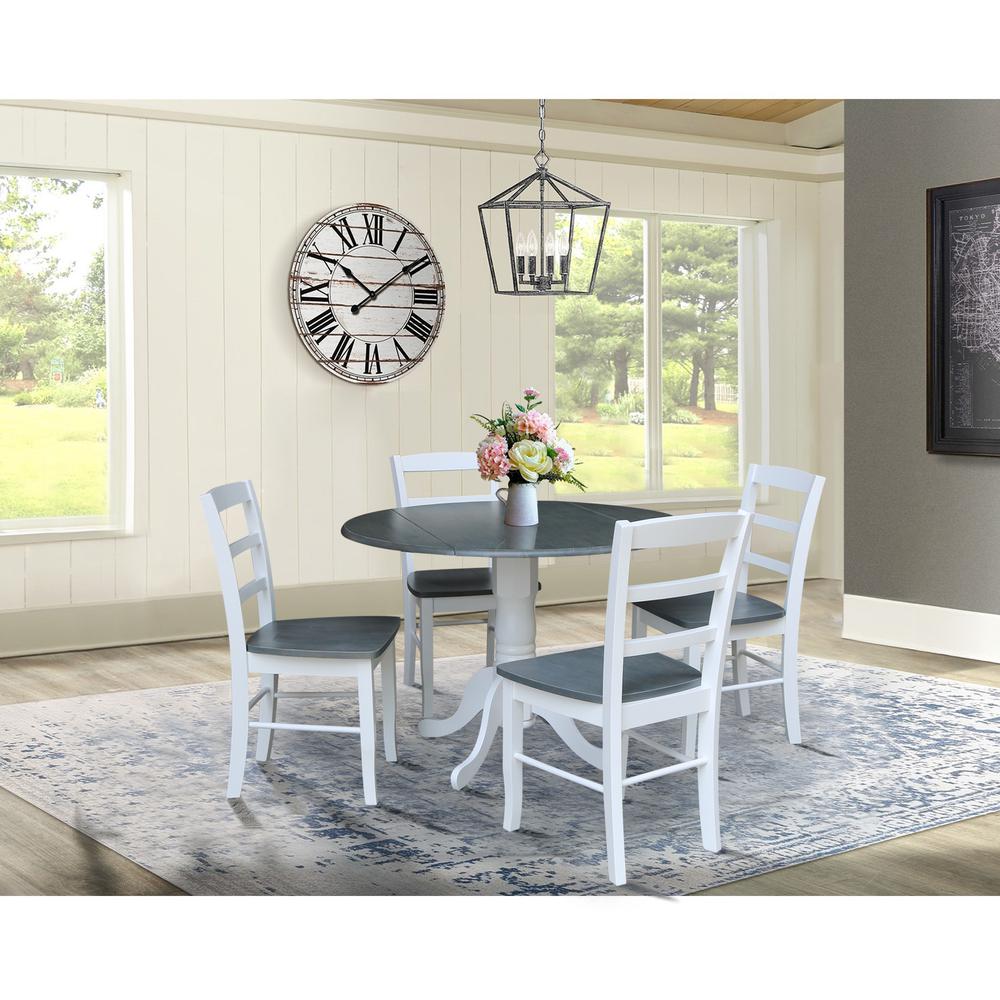 42" Dual Drop Leaf Dining Table with 4 Madrid Ladderback Chairs. Picture 4