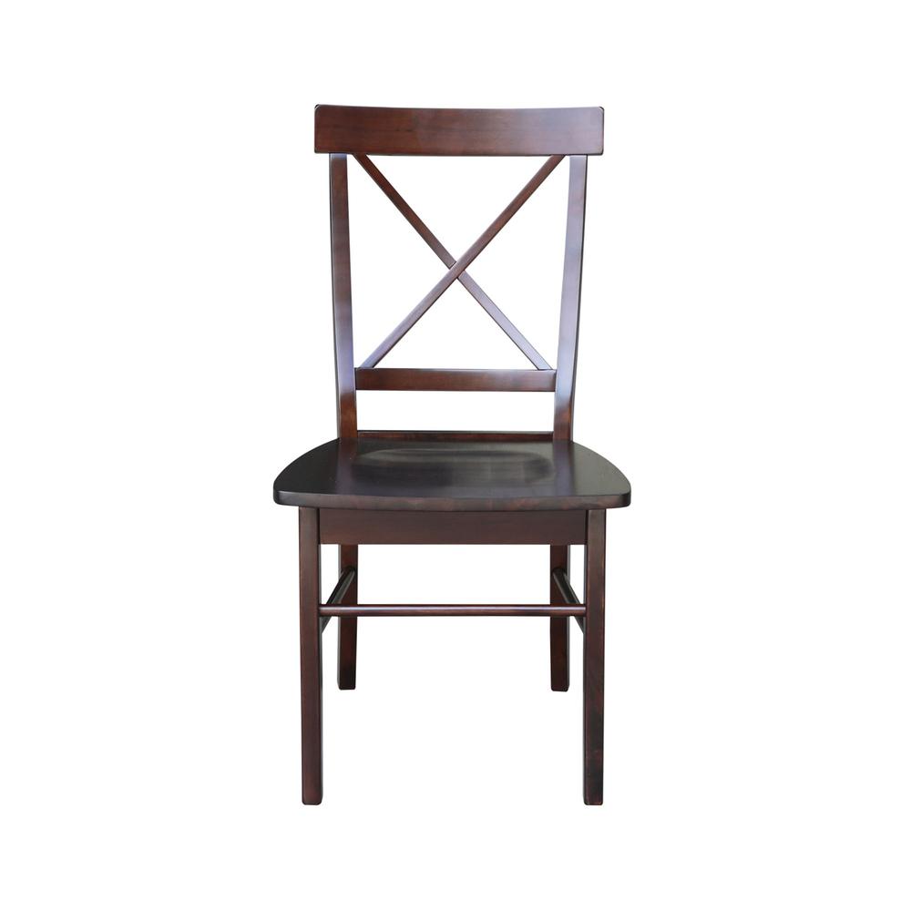 Set of Two X-Back Chairs  with Solid Wood Seats , Rich Mocha. Picture 6