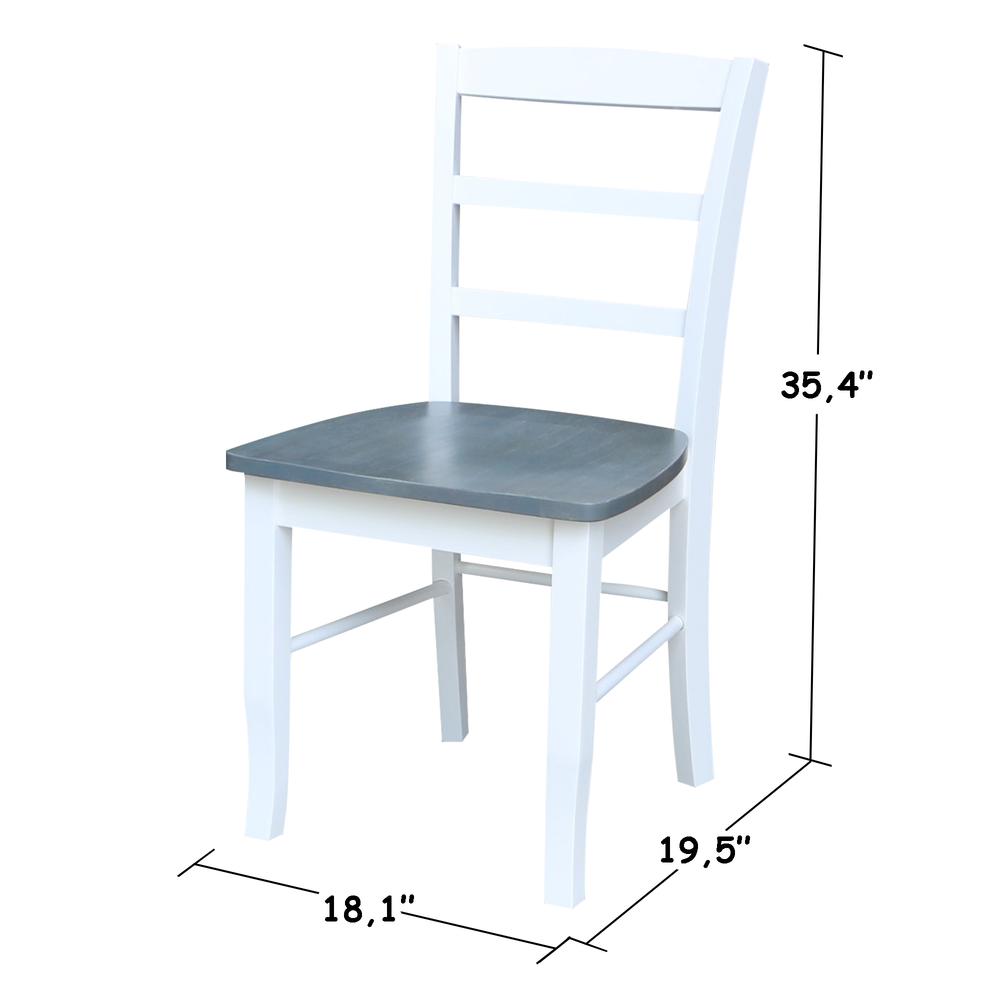 Madrid Ladderback Chairs - Set of 2, White/Heather Gray. Picture 10