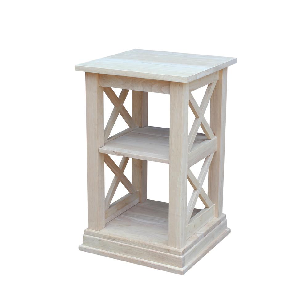Hampton Accent Table Includes Shelves, Unfinished. Picture 1