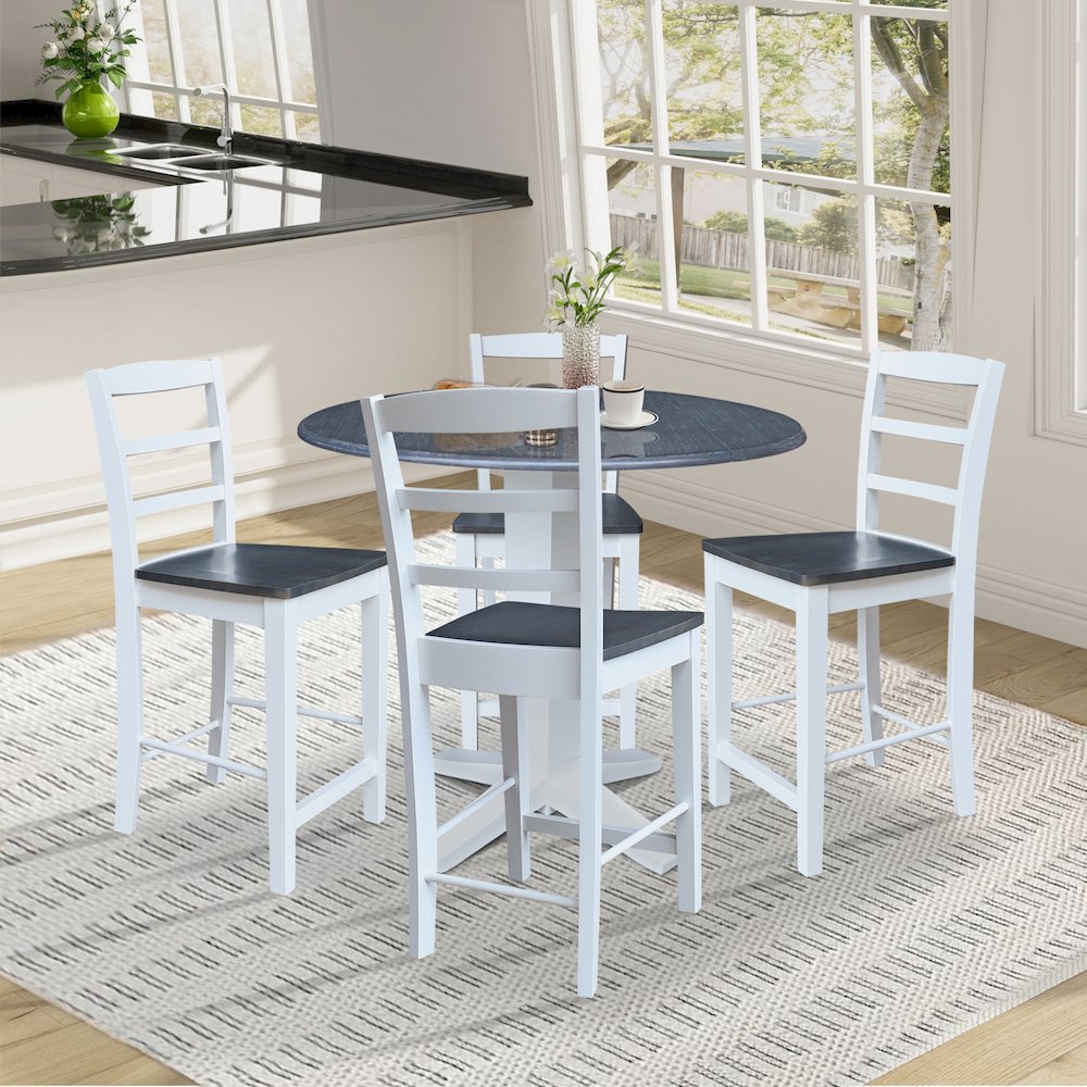 42" Round Drop Leaf Table with Four Stools. Picture 4
