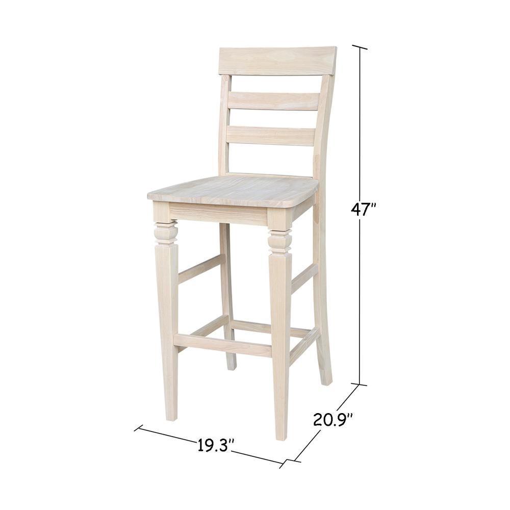 Java Bar height Stool - 30" Seat Height, Unfinished. Picture 6