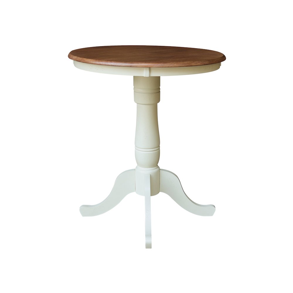 30" Round Top Counter Height Pedestal Dining Table, 34.9" High. Picture 2
