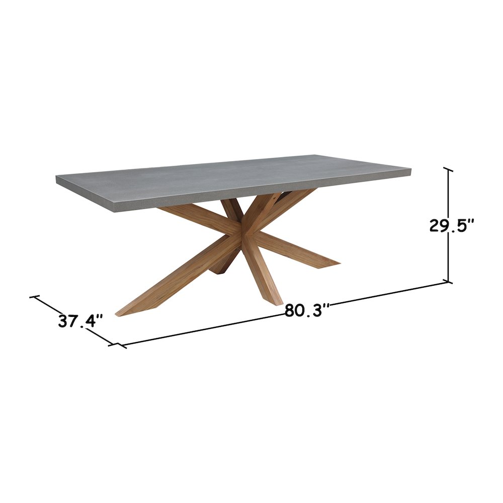 Outdoor 7 Piece Teak Patio Furniture Set with a Table and 6 Chairs, Natural/Gray. Picture 9