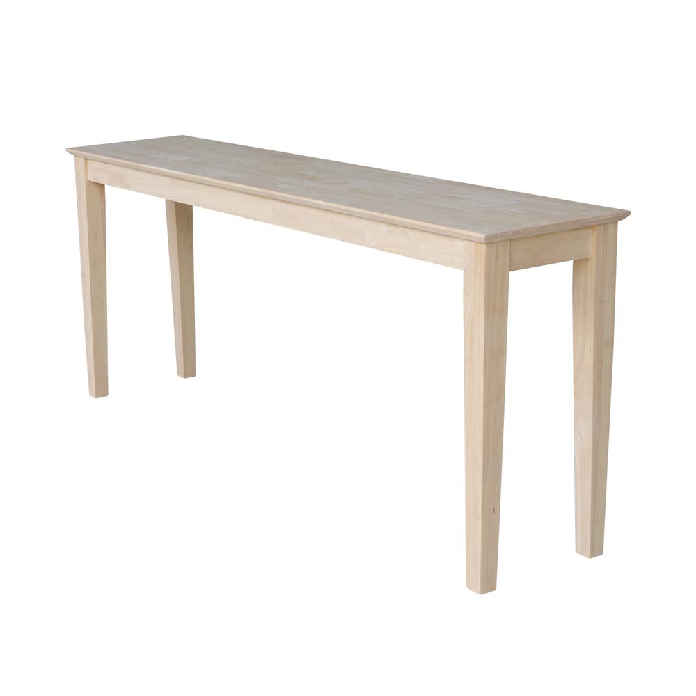 Shaker Console Table - Extended Length-72", Unfinished. Picture 1
