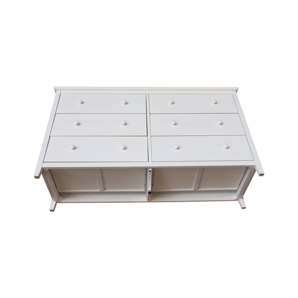 Solid Wood Bedroom Dresser with 6 Drawers, White. Picture 5
