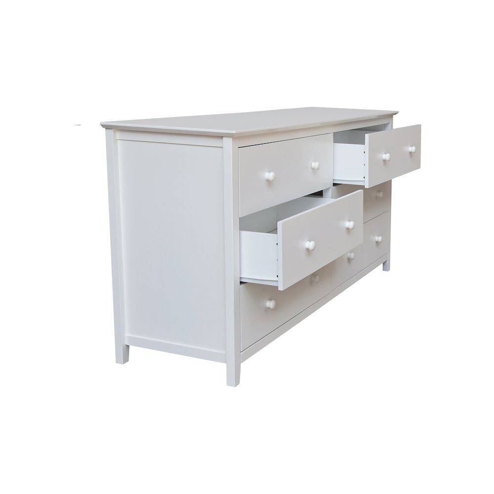 Solid Wood Bedroom Dresser with 6 Drawers, White. Picture 3