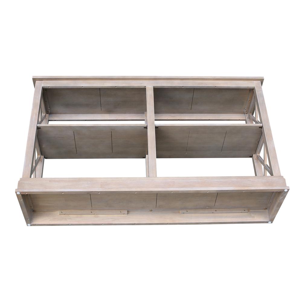 Hampton Sofa Server Table With Shelves, Washed Gray Taupe. Picture 3