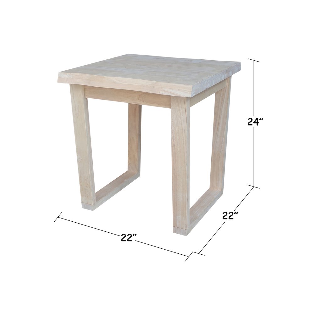 Live Edge Solid Wood End Table, Unfinished. Picture 6