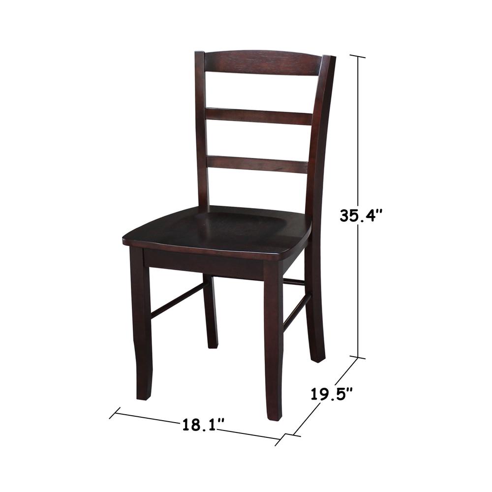 Set of Two Madrid Ladderback Chairs, Rich Mocha. Picture 10