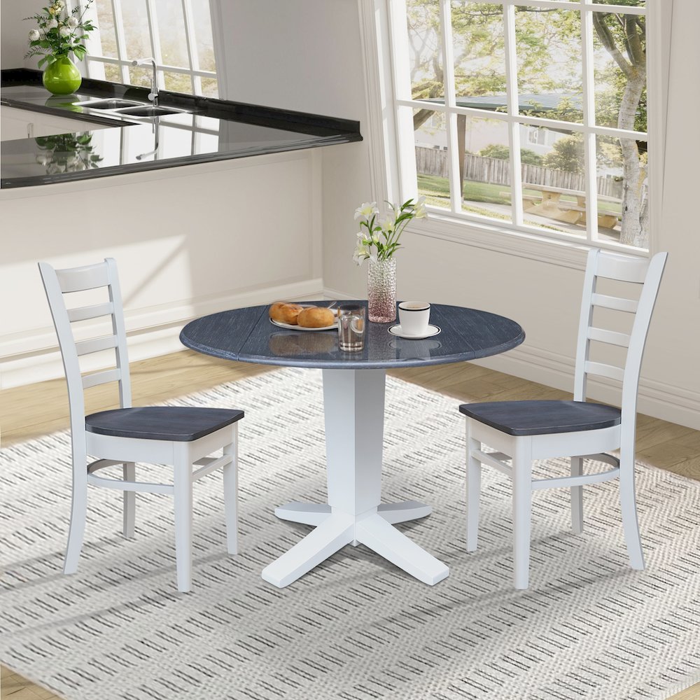 42" Round Drop Leaf Table with Two Dining Chairs. Picture 7