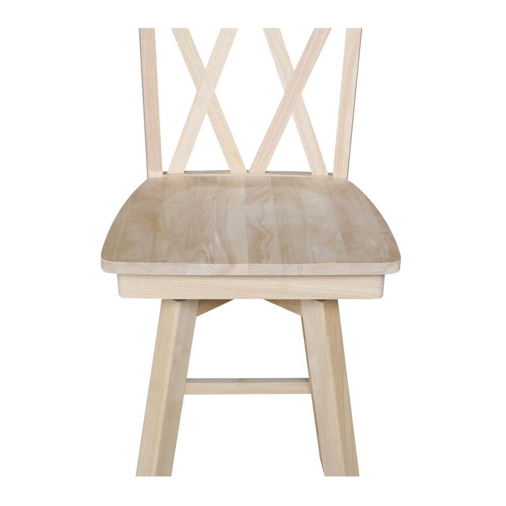 Double "X" Back Bar height Stool - With Swivel And Auto Return - 30" Seat Height , Unfinished. Picture 2
