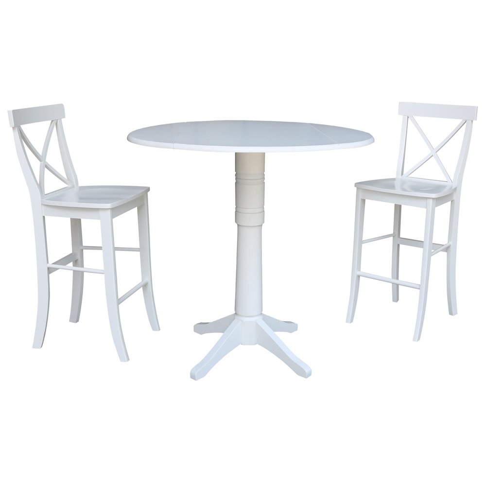 42" Round Pedestal Bar Height Table with 2 Bar Height Stools. Picture 1