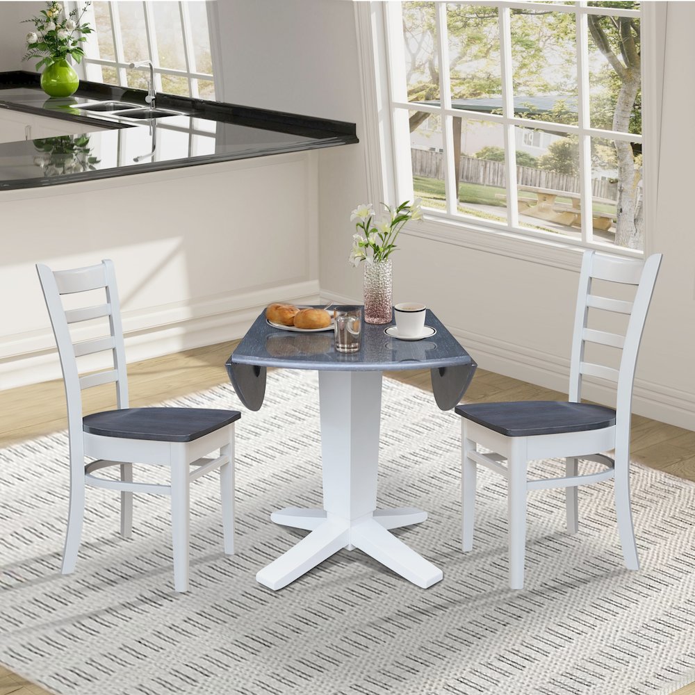 42" Round Drop Leaf Table with Two Dining Chairs. Picture 6