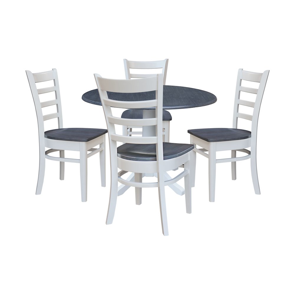 42" Round Top Dual Drop Leaf Pedestal Table with 4 Dining Chairs. Picture 1