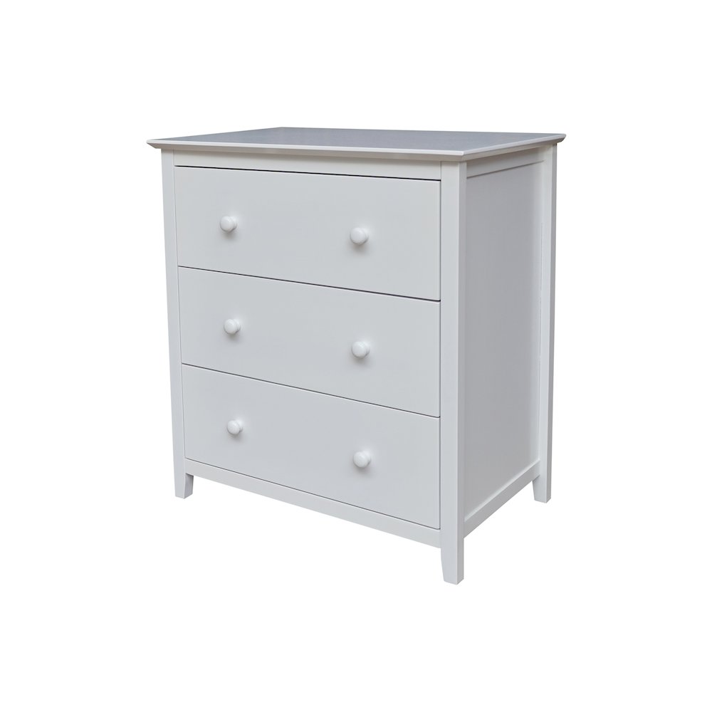 Solid Wood Bedroom Dresser/Chest with 3 Drawers, White. Picture 1