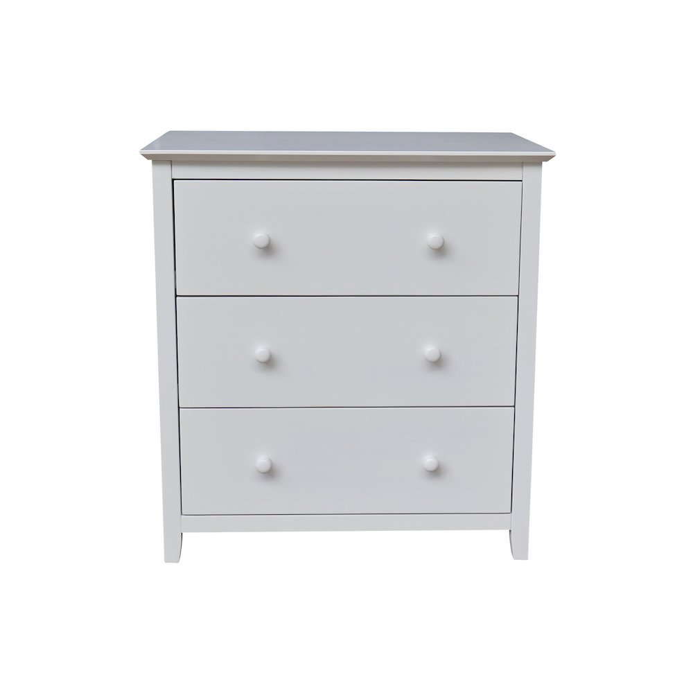 Solid Wood Bedroom Dresser/Chest with 3 Drawers, White. Picture 2