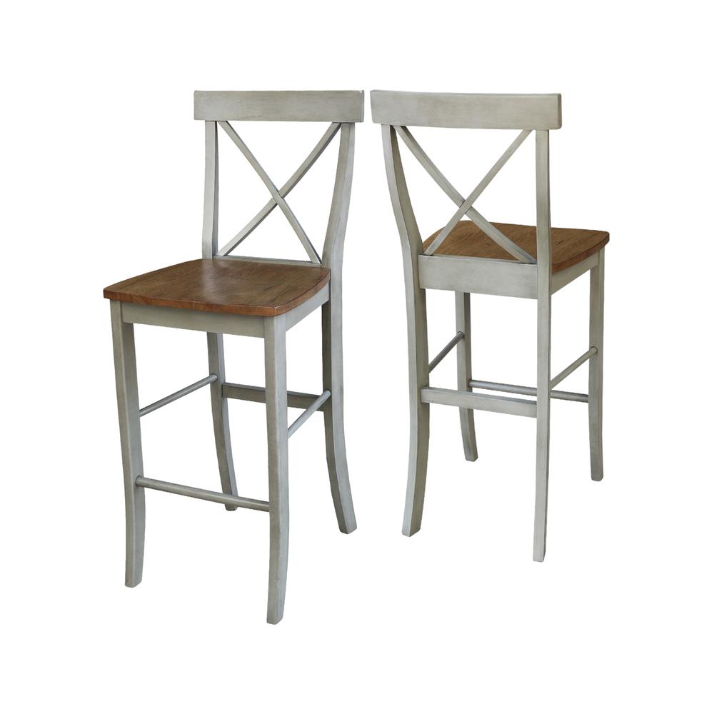 X-back Barheight Stool - 30" Seat Height, Hickory/Stone. Picture 5