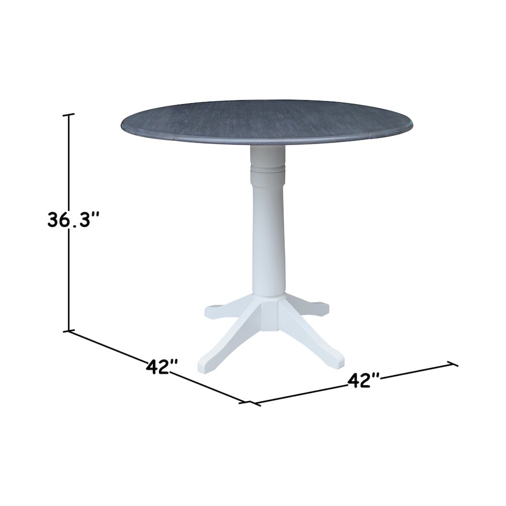 42" Round Dual Drop Leaf Pedestal Table,  36.3"H. Picture 6