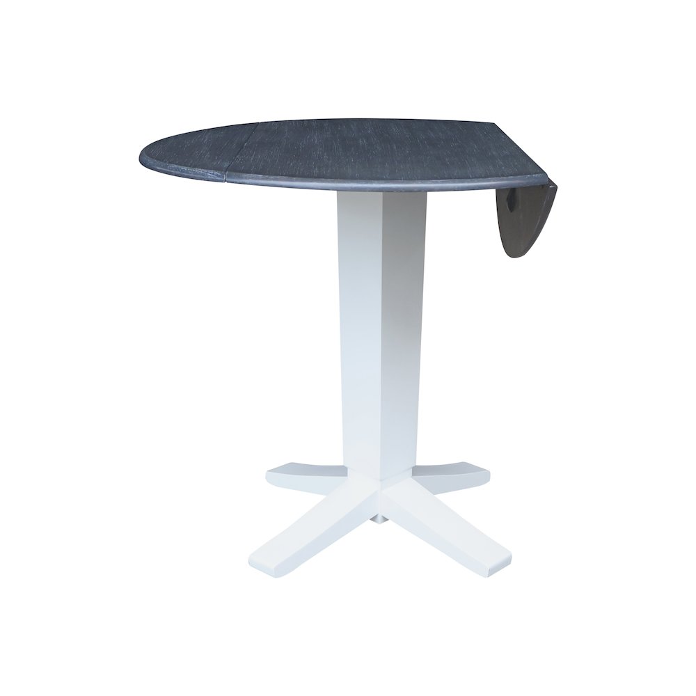 42" Solid Wood Round Dual Drop Leaf Dining Pedestal Table - 36.3"High. Picture 6