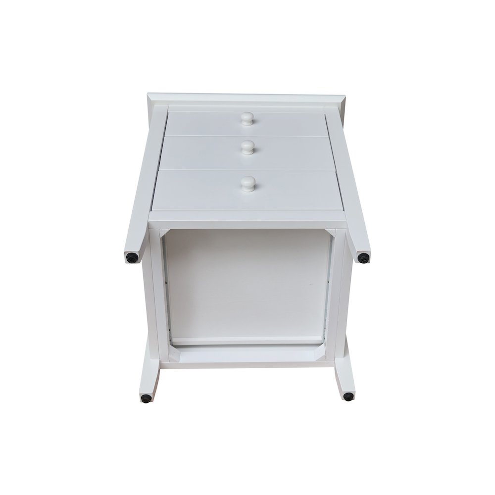 Solid Wood Bedroom Nightstand with 3 Drawers, White. Picture 5
