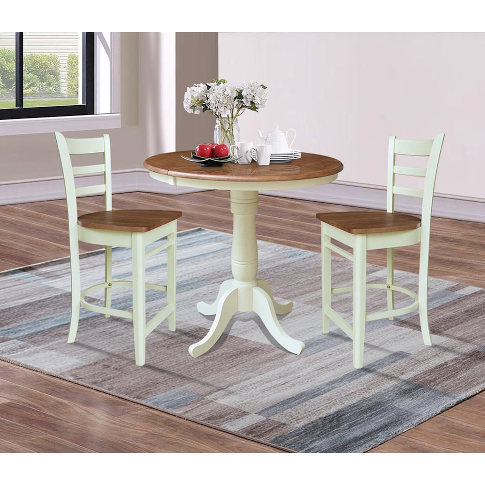 36" Round Extension Dining Table with 2 Stools. Picture 4